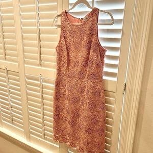 Katharine Kelly Size 8 Blush Peach Lace Sheath Dress